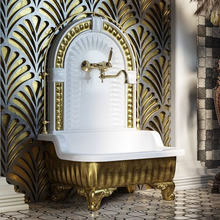 Basin with panel in an interior