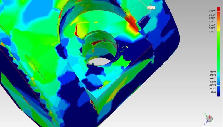 Карта отклонений отливки от CAD-модели