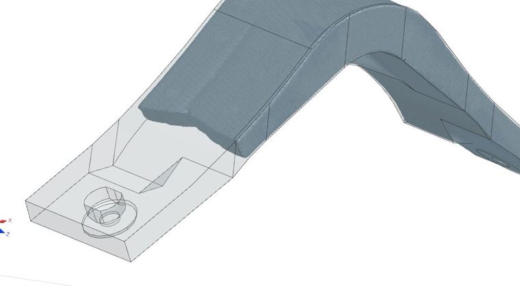 Скан изношенной детали и восстановленная CAD-модель